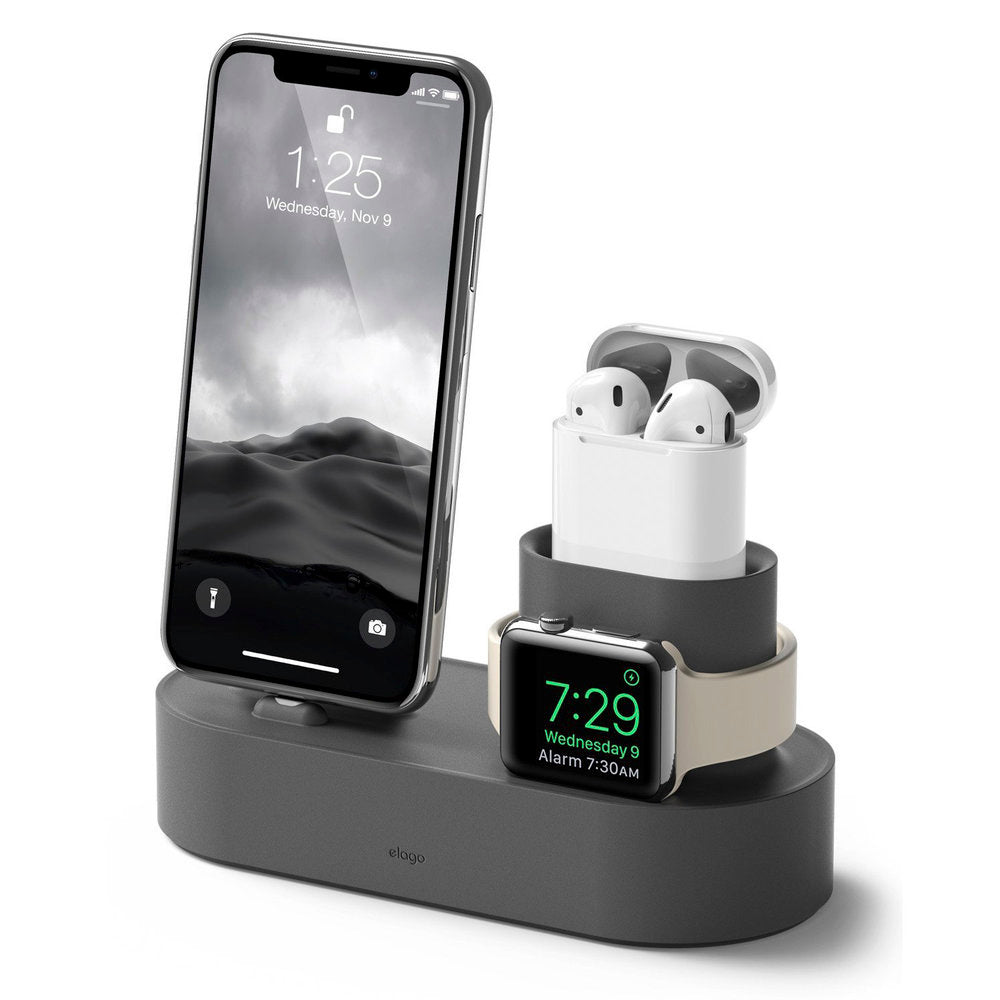 Elago 3 in 1 Charging Station Designed for Apple Watch, Apple AirPods and iPhone Models (Black) (4792935612516) Elago 3 in 1 Charging Station Designed for Apple Watch, Apple AirPods and iPhone Models (Black) (4792935612516)